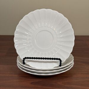 Susie Cooper White Flute Bone China 5.75" Saucer Set of 4 MCM Minimalist